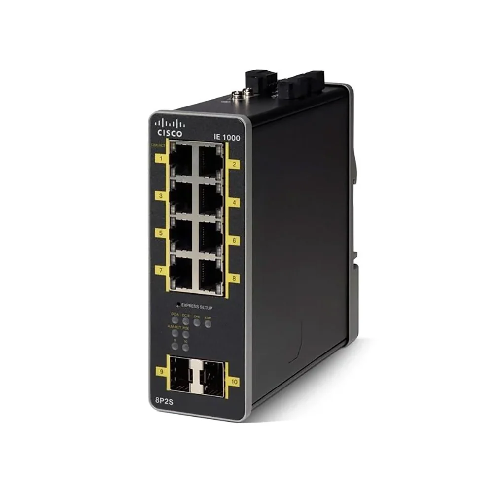 Cisco IE-1000-8P2S-LM Industrial 8-Port PoE+ Switch, 2×1G SFP Uplinks