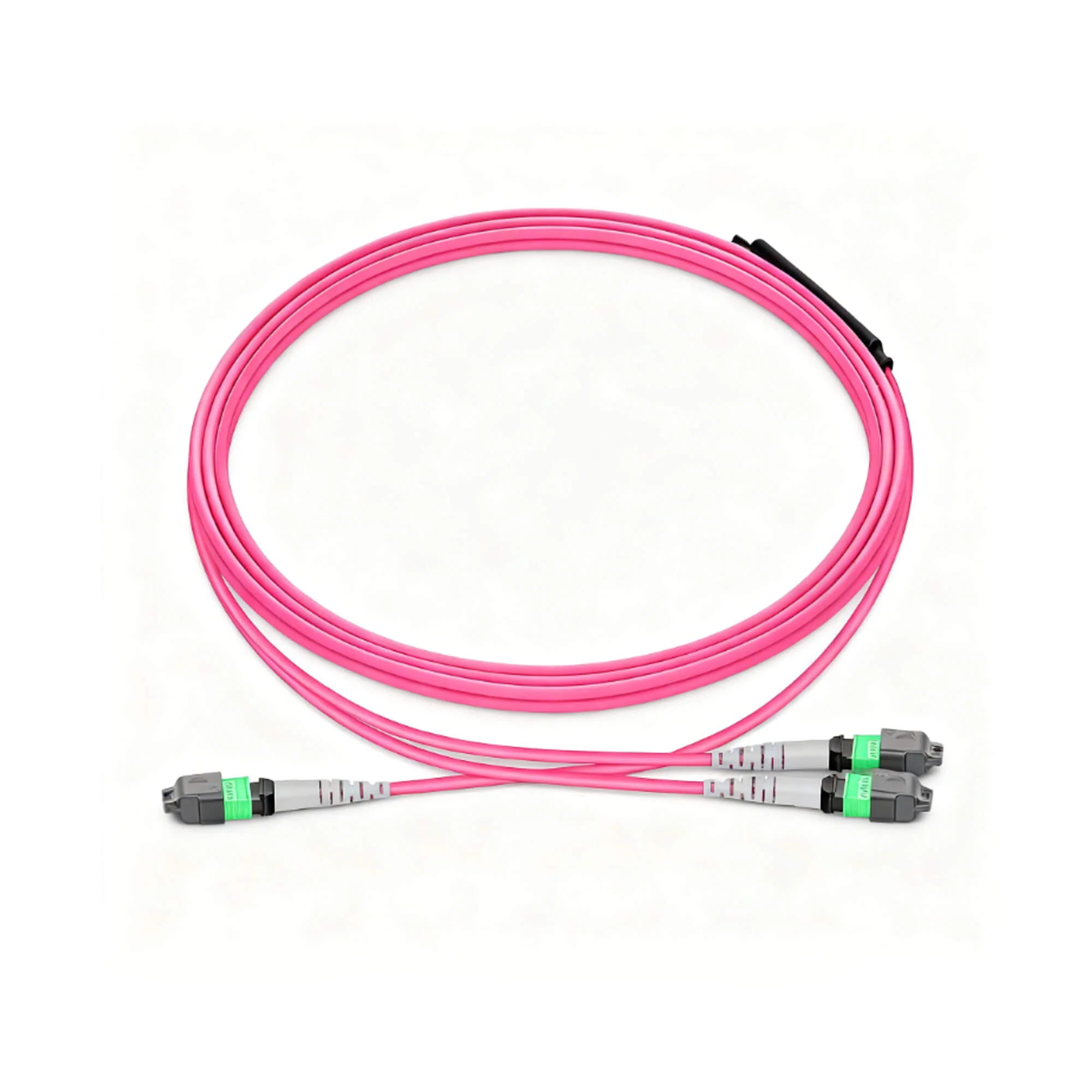 NSComm MPO 12F to 2xMPO 4F APC Breakout Cables, 8 Fibers, Multimode (OM4), OFNF, Low Loss, Polarity Type B — 1m (3ft)