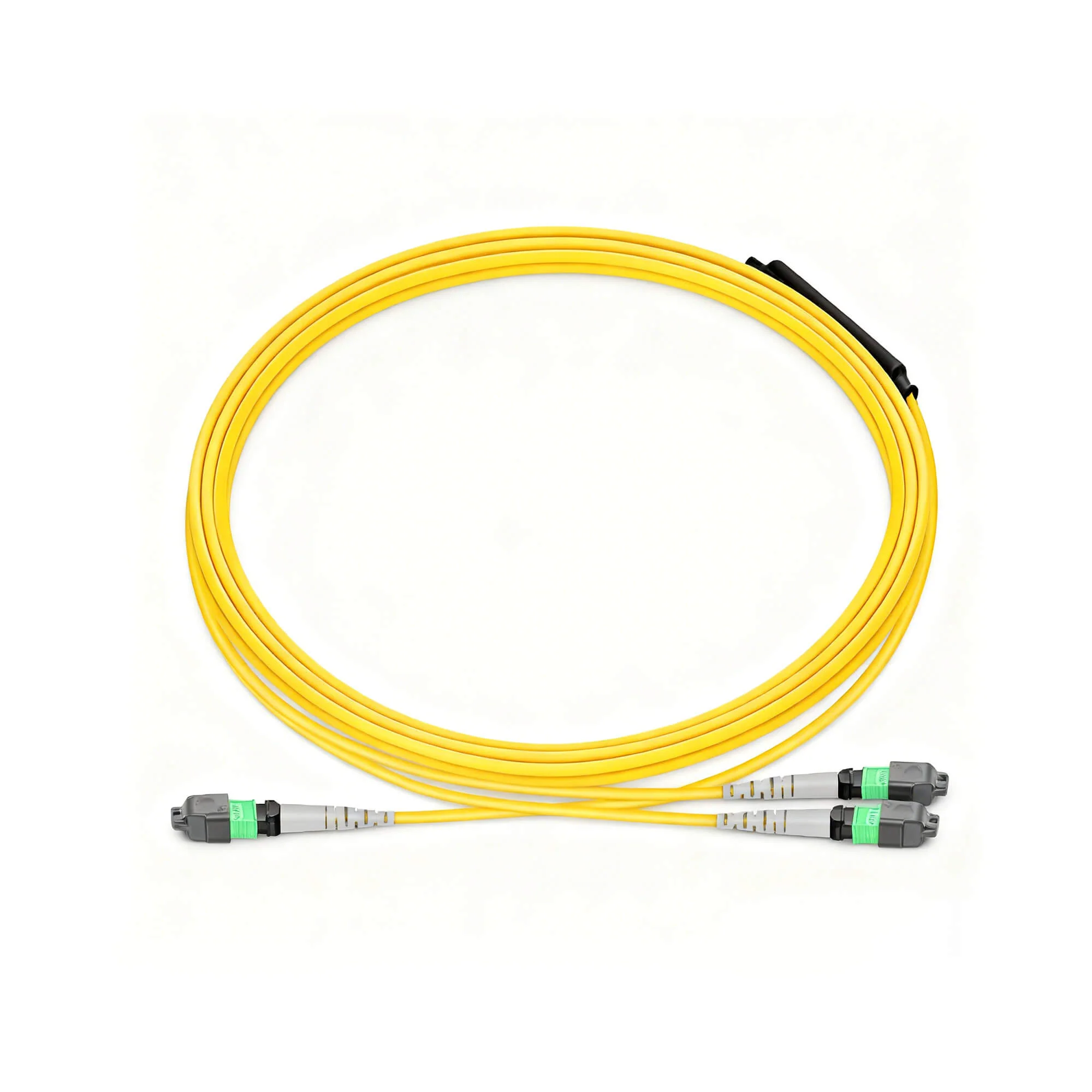 NSComm MPO 16F APC to 2xMPO 8F APC Breakout Cables, 8 Fibers, Singlemode (OS2, G.657.A1), OFNR, Crossover — 1m (3ft)