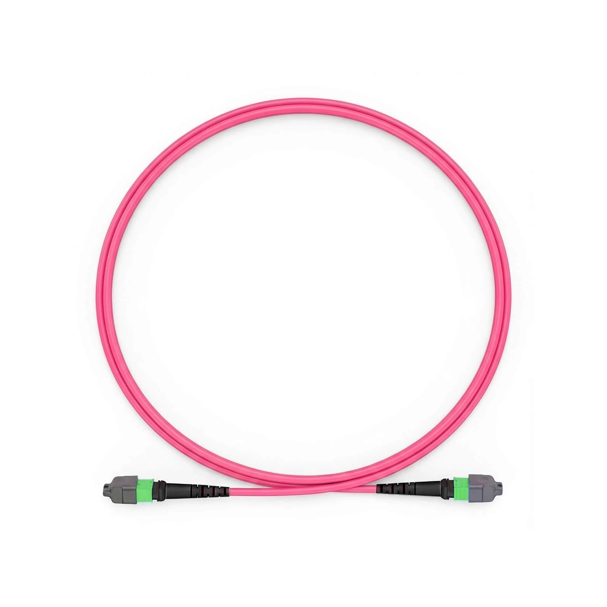 NSComm MPO Jumper Cables, MPO-16 APC (Female) to MPO-16 APC (Female), 16 Fibers, Multimode (OM4), OFNR, Low Loss, Crossover — 1m (3ft)