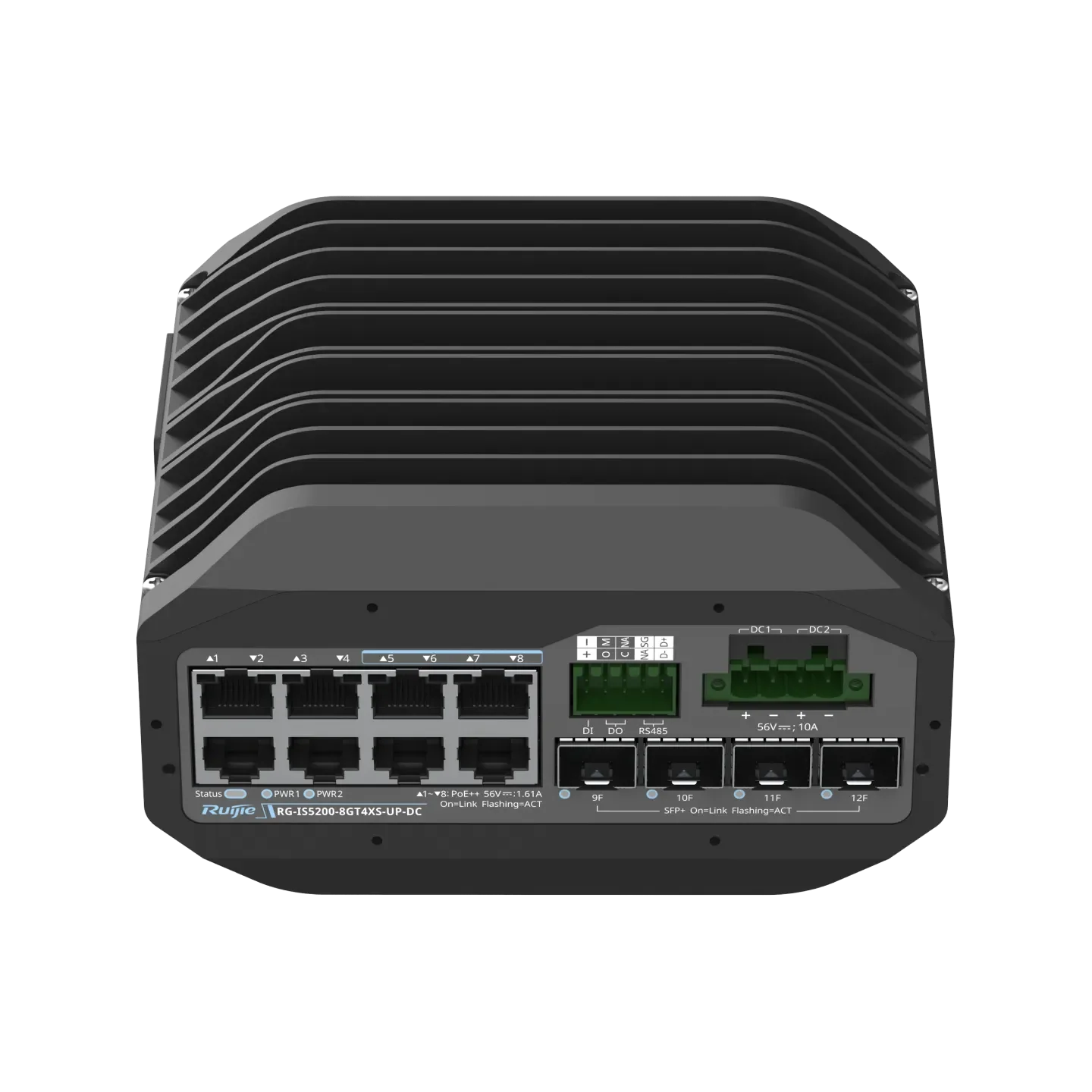 Ruijie RG-IS5200-8GT4XS-UP-DC Industrial 8-Port PoE+ Switch 4×10G Uplinks