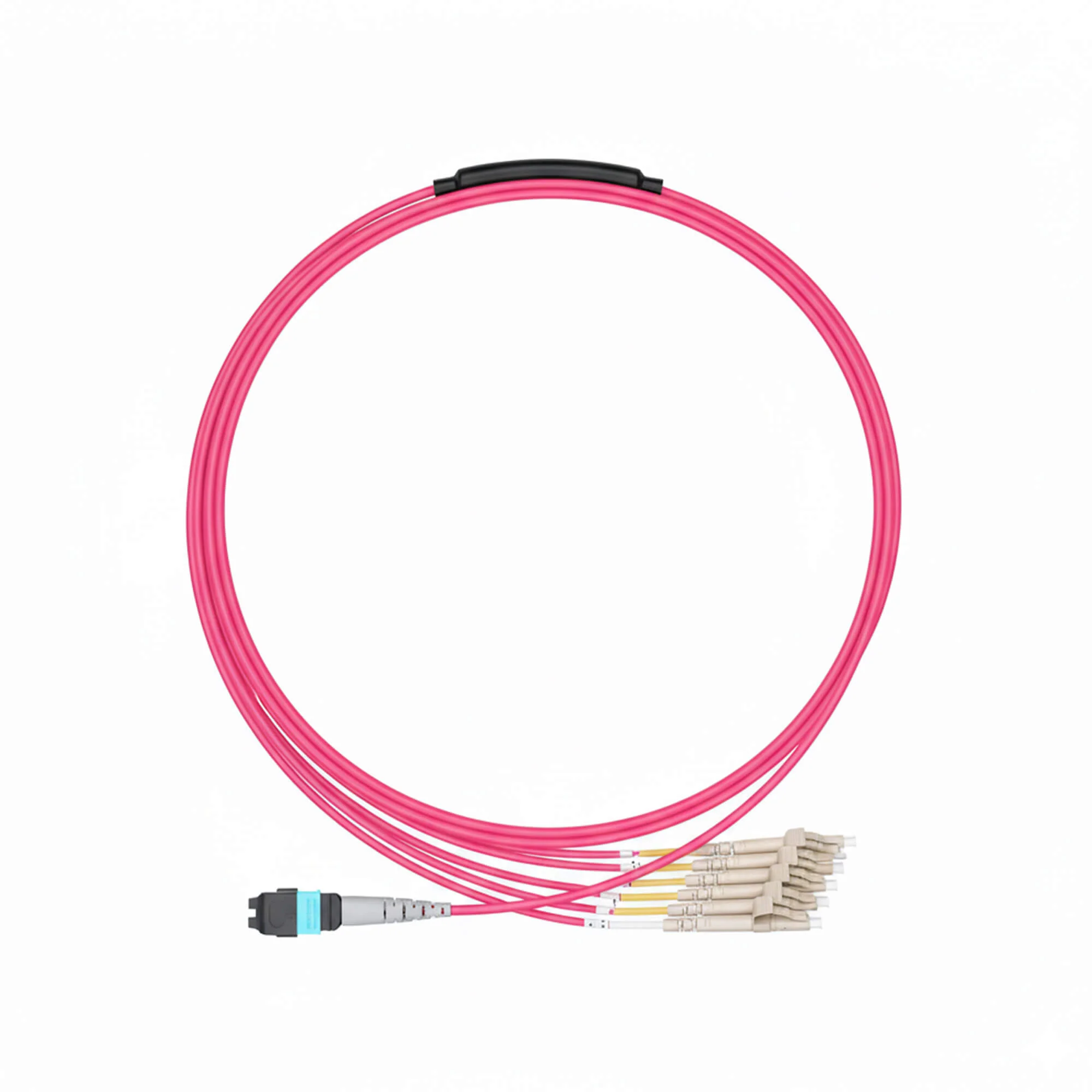 NSComm MPO 12F UPC to 4xLC UPC Duplex Harness Cables, 8 Fibers, Multimode (OM4), OFNR, Crossover — 1m (3ft)