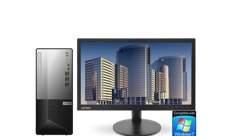 Lenovo настольный компьютер для офиса и налогового учёта большой корпус (i5 10400/8G/256G+1T//DVD/W7/21.45 дюйма, монитор)