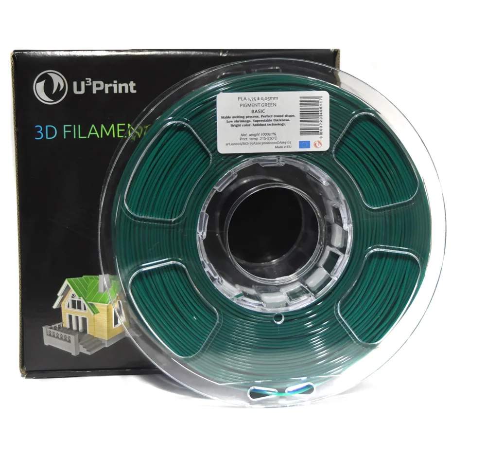 PLA basic пластик U3Print pigment green (т.зеленый)