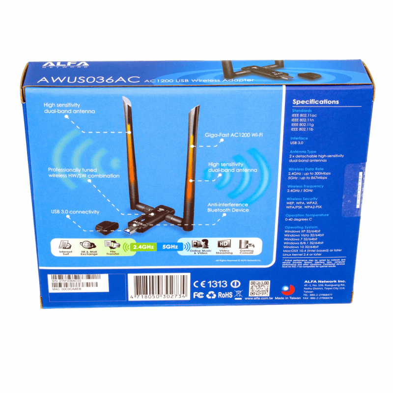 Ubiquiti Wi-Fi адаптер Alfa AWUS 036ACM AWUS036ACM (AWUS036ACM)